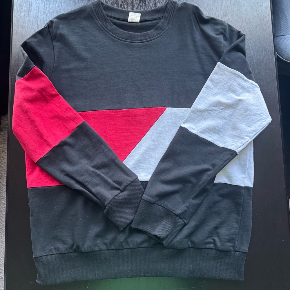 Zyia Colorblock Crewneck sweatshirt- Black, Red, and White